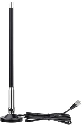 Bingfu Antenne Radio Mobile VHF UHF Radioamateur Bibande 136-174 MHz 400-460 MHz, Antenne en Fibre de Verre 35 cm Base Magnétique, Câble RG58 5 m et Connecteur PL259 pour Véhicule Maritime