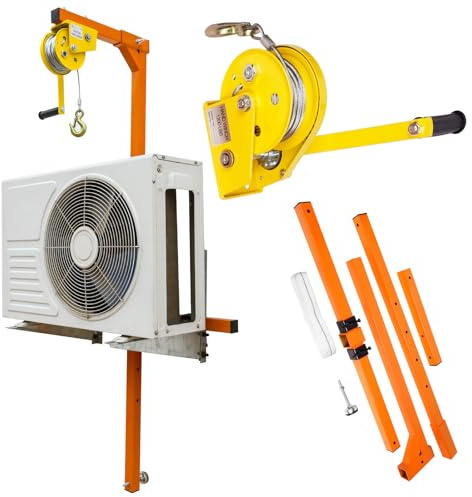 SnamicE Grúa elevadora para Aire Acondicionado, Herramienta de elevación de Aire Acondicionado de 450 Libras con cabrestantes manuales, Altura de instalación de 50 pi,