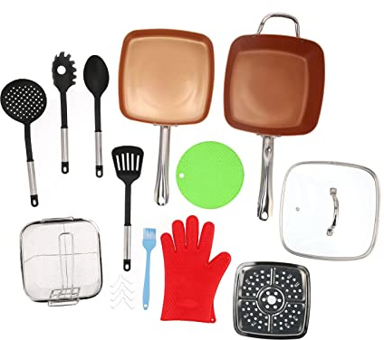 RASTKY Juego de Utensilios de Cocina de Cobre Antiadherentes, Utensilios de Cocina Multiusos Duraderos para Cocinar en Casa, Juego de 11 Uds para y Hogar (de 11 piezas)