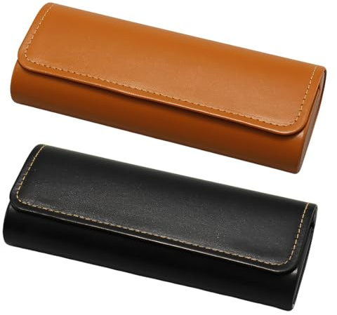 2 Pezzi Custodia Occhiali Rigida in Pelle, Portaocchiali Astuccio Rigido in Stile Vintage, Custodia per Occhiali Portatile per Uomini Donne