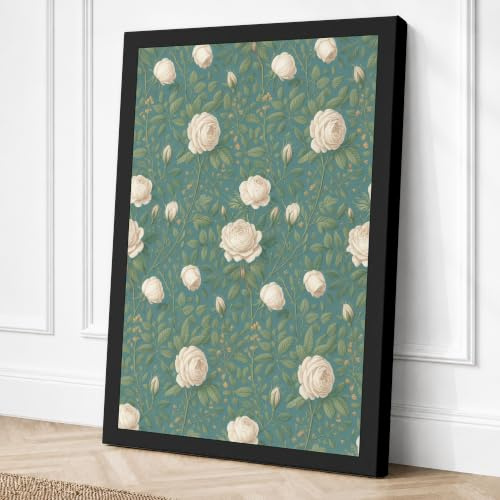 Scattered Spheres & Ferns Canvas Wall Art Print 24x16 Inch | Ready to Hang, Gallery Wrapped, Fade-Resistant Inks, Securely Packaged, UK Made