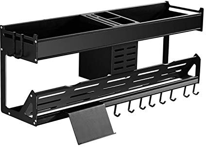 XCXDX Punch-free Multi-function Kitchen Rack, Storage Rack With Hook Mobile Phone Holder, Cruet Bottle Organizer