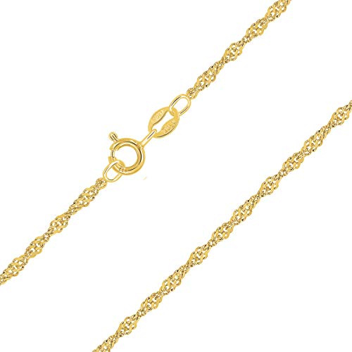PLANETYS - Singapurkette 925 Sterling Silber 18K Vergoldet Kette - Halskette - 2 mm Breite Verschiedene Längen: 40-45-50-55-60-65-70 cm