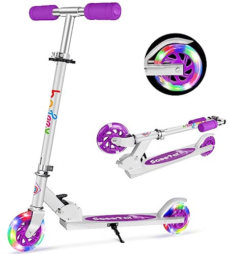 BELEEV V1 Roller Kinder 2 Räder, Klappbar Kinderroller für Mädchen Jungen, Tretroller mit LED Leuchtende Räder, 3 Höhenverstellbare, Ständer, Scooter for Kinder ab 3-12 Jahre