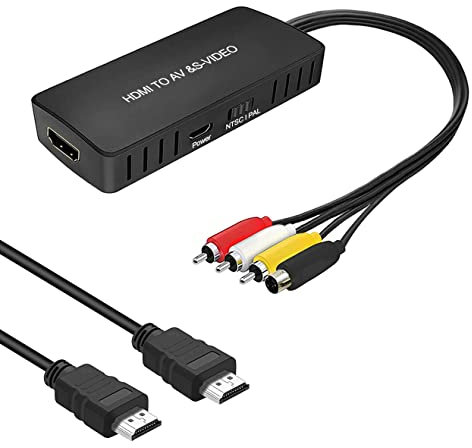 Convertidor HDMI a AV y S-Video Convertidor HDMI a Audio Video Adaptador HDMI a RCA con soporte de cable Svideo