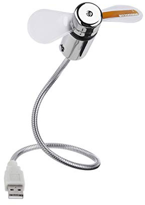 UKCOCO Programmierbarer USB LED Ventilator mit Eigener Textnachricht, 41cm Flexibler Schwanenhals Mini Tischventilator für PC Laptop, Leiser Gadget Kühllüfter für Büro Schreibtisch