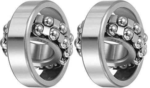 sourcing map 2Stk 1305 Pendelkugellager 25mm 62mm 17mm Zweireihig Offener Verchromter Stahl