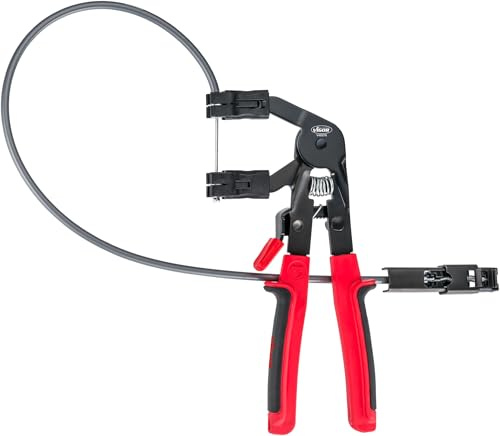 VIGOR Schlauch- und Federbandschellenzange, V4637N, 18-53 mm, Ø min 18 mm | Ø min 18 mm, Ø max 53 mm, 490 g, 18 - 53 mm, Semiflexibler, verstärkter Bowdenzug, Gesamtlänge Bowdenzug: 590 mm