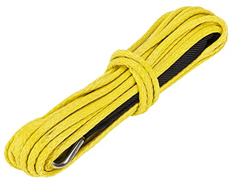 Wakects Corde de Treuil Synthétique en Nylon, 6 mm x 15 m, 7700 Lbs, pour Voitures, Tout-Terrain et Mini Camions, Jaune