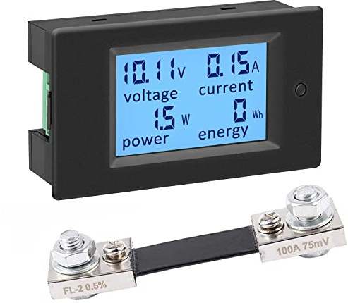 KETOTEK Digital Ammeter Voltmeter DC Voltage Current Power Energy Meter 6.5V~100V with 100A Shunt, DC Volt Amp Watt KWh Meter Panel Gauge LCD Display 4 in 1 Multimeter Solar