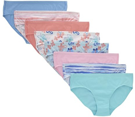 Hanes Girls Organic Underwear, Brief & Hipster, Toddler & Girl Sizes, Pure Comfort 100% Cotton Panties, 8-Pack