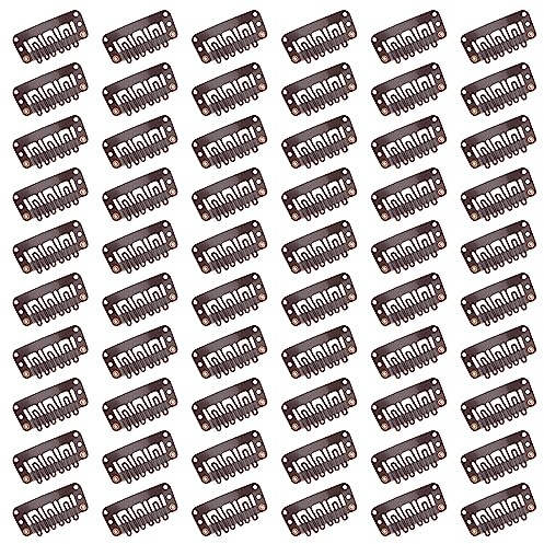 Haarverlängerung Clips Perückenclips U Form Haar Extensions Klips Zubehör für Feste Perücken Frauen Männer 60 Stück Dunkelbraun
