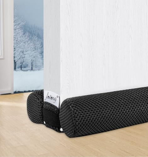 fowong Prime Verstellbare Zugluftstopper für Türen 70-90cm, Upgrade Doppelseitiger Windstopper Türdichtung, Waschbar-Energiesparend-Isolierung, Kalte Luft Insekt Blockiert, Unterspalte 1.8-5cm,Schwarz