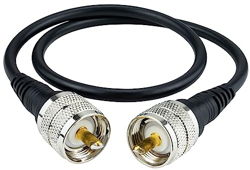 Boobrie Câble coaxial UHF PL259 mâle 50 cm de rallonge radio CB 50 ohms RG58U Câble coaxial UHF mâle PL-259 vers UHF mâle PL-259 à faible perte CB Câble de démarrage coaxial pour antenne SWR compteur
