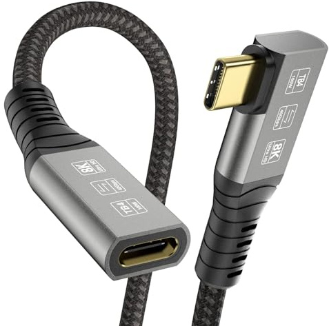 USB C Thunderbolt 4 Verlängerung Winkel 40Gbps, 8K Display/ 100W Laden 0.8M