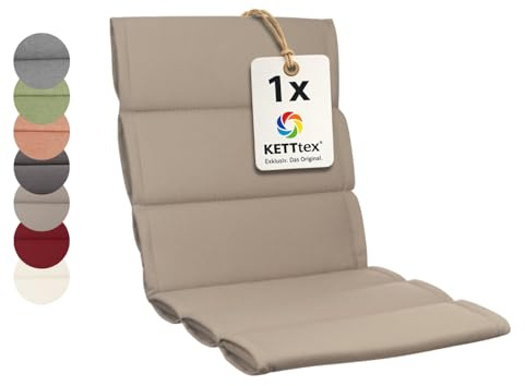 KETTtex EXKLUSIV Comfort Plus Auflage Mittellehner Taupe I Gartenstuhl Polster 106x50x5/3cm I hochwertige & Pflegeleichte Sesselauflage I Wetter- & formbeständige Stuhlauflage I Sitzauflage