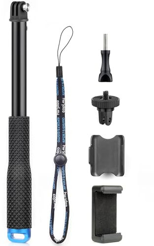 GEPULY 11''-46''Alumium Handheld Waterproof Selfie Stick Underwater Pole Handle Grip Monopod for Gopro Hero Session Max Insta360 AKASO DJI OSMO Digital Action Cameras