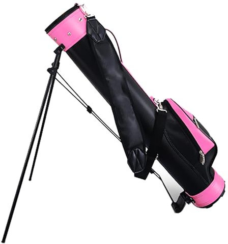 XTRYBHD Golfbag, Tragbare Golf Trolley für Die Driving Range, Organisierte Stand-Golftasche für Einfache Lagerung, Bietet Platz für 9 Schläger (Color : Pink)
