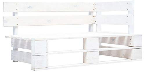 Rantry Banc d'angle pour palettes de jardin en bois blanc Banc de palettes pour jardin Meubles de terrasse extérieurs, patios, balcons, palettes