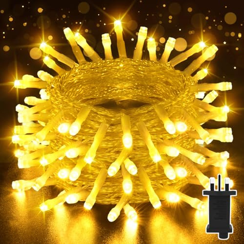 Isisyu Fairy Lights Plug in, 99Ft/30M 300 LED Waterproof String Lights Mains Powered, Warm White Christmas Lights Indoor Outdoor with 8 Modes, Timer, Memory for Garden Party Decorations