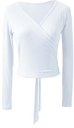 Top Avvolgente Per Balletto Body da danza classica for donna e ragazza, top avvolgente, manica lunga, danza classica, ginnastica, maglioni complessivi, cardigan riscaldante con lacci Top Avvolgente Pe