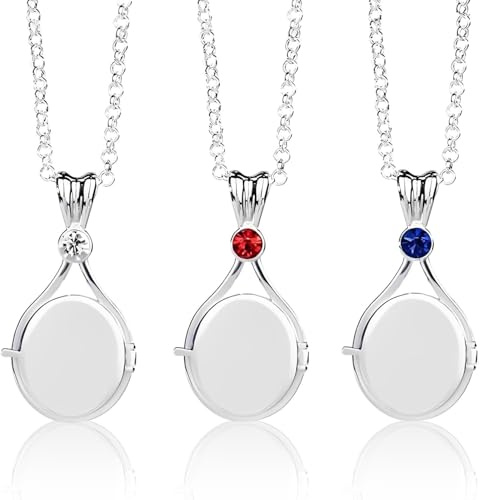 ZhongShuang 3 Pcs Plötzlich Meerjungfrau Kette Medaillon, Mädchen Edelstahl Meerjungfrauen Anhänger Schmuck Halsketten, Damen, Passend Für Damen Und Mädchen (Blau Rot Weiß)