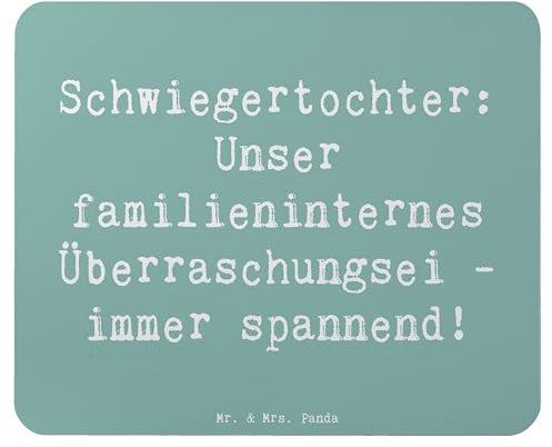 Mr. & Mrs. Panda Mauspad Spruch Überraschungs-Schwiegertochter - Geschenk, Überraschungsei, herzerwärmende Sprüche, Beziehung, Büroausstattung,