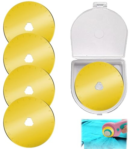 5PCS Rotary Cutter Blade, Universal 45mm Titanium Heavy-Duty Rotary Cutter Replacement SKS-7 Blades Fabric Cutting Blades Refill, for Fabric Paper Scrapbooking Compatible with Olfa Fiskars Turecut