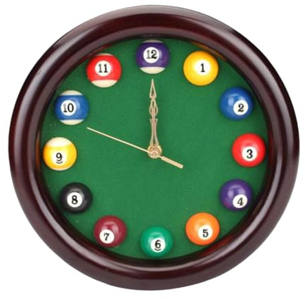Sharplace Billard-Uhr, 10 Zoll Billardtisch-Coole Wanduhr mit Holzrahmen, Ideal für Billardzimmer, Spielzimmer, Bar