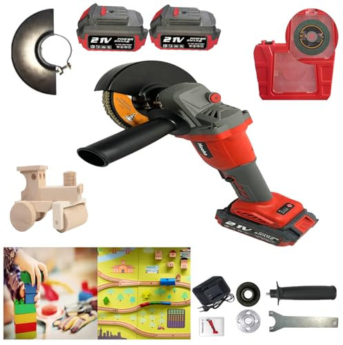 Hooha Smerigliatrice angolare flessibile a batteria, 125 mm, set regalo in legno, per amanti del fai da te, fai da te, giocattolo creativo fatto in casa, sicuro e divertente per bambini e adulti
