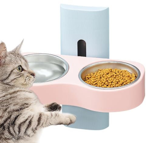 Verstellbare Katzennäpfe - Wandmontage Höhenverstellbar Katzennäpfe - Platzsparender Hundenapf Katze Wassernapf für Katzen Kleine Mittlere Große Hunde
