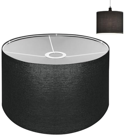 Hengrongshen Lampenschirm Hängelampe Schwarz, Durchmesser 30cm, Lampenschirm Stehlampe für E27 Leuchten, Lampenschirme für Tischlampe für Tisch, Boden Und Hängelampen