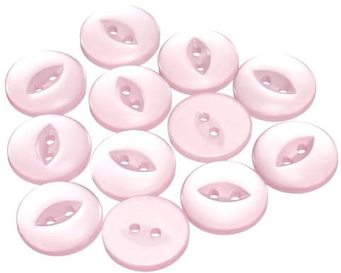 QUARKZMAN 12 Stück Knöpfe 20mm Harz Buttons zum Annähen 2 Löcher Runde Bastelknöpfe für Bekleidung Bettwäsche Hosen Hemd Blusen Kleider Rock Handwerk Selber Machen, Rosa