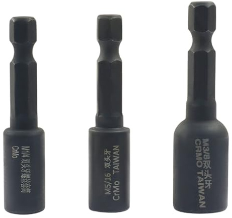 Seimneire Hanger Bolt Driver, 1/4-20,3/8-16, 5/16-18 Hanger Bolt Installation Tool, Hexagon Head Drill Driver Bits for Woodworking - 3 Pcs