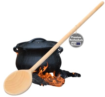 Großer Holz-Kochlöffel Buchenholz extra lang 80 cm - Made in EU- XXL für Gulaschkanone Gulaschkessel, groß für tiefe Töpfe- Holzlöffel hitzebeständig, Küchenlöffel ideal für Großküchen & Haushalt