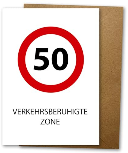 LIEBEVON Lustige Geburtstagskarte 50. Geburtstag Karte - Verkehrsberuhigte Zone - Grußkarte mit Umschlag A6 lustig