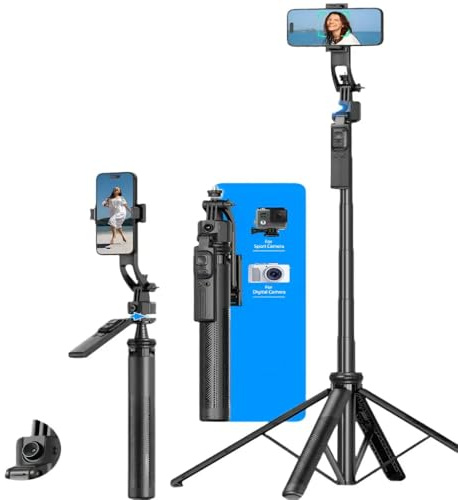Perche à selfie avec rotation automatique à 360° Noir