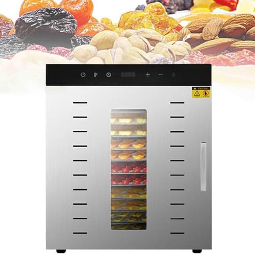 1000w Deshidratador De Alimentos Comercial, Secador De Frutas De Acero Inoxidable De 12 Bandejas, Temporización: 0-24 H, Temperatura: 86~194 ℉, Liofilizador Para Frutas, Verduras, Carne, Mariscos
