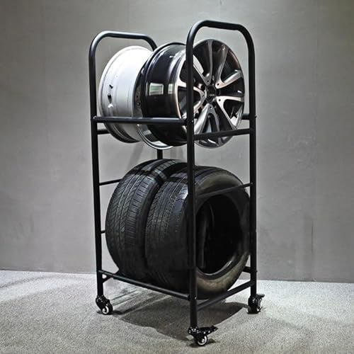 Porta Pneumatici, Porta Pneumatici per Garage, Porta Pneumatici, Porta Pneumatici per impieghi gravosi, ripiano per Pneumatici con Ruote, Supporto per Pneumatici per Auto con Ruote - 112x51x143 cm