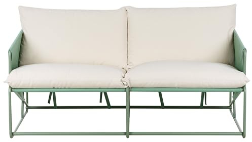 Beliani Gartensofa Metall grün Dicke Sitzkissen niedrig breit mit Armlehnen Ponte