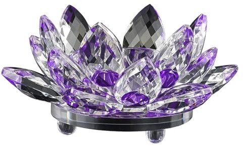 Tealight Holders, Tea Light Candle Holders, Purple Lotus Tealight Holder, Glass Tealight Holder for Home Decor, Crystal Candle Holders for Wedding, Party, Meditation