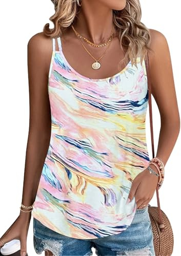 PLOKNRD Top sin Mangas para Damas Temporada de Verano con Tirantes Delgados Escote Redondo y Estilo de Camisa