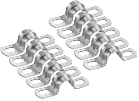 QUARKZMAN 10 Stück 14mm Rohrschellen, Kabelkanal Klemmen M14 U-Rohrschelle Edelstahl Starre U-förmige Halterung mit Zwei Löchern für Rohr Schlauch Draht Kabel Befestigung Verdickt