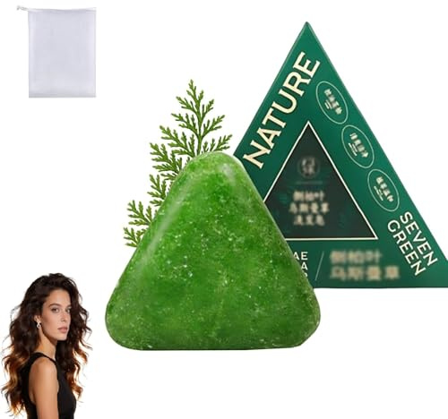 Jabón Sólido Para El Cabello Nature Triangle, Jabón Verde Nature Seven Para El Cuidado Del Cabello, Hidrata Y Cuida El Cuero Cabelludo, Jabón Sólido De Limpieza Suave (1 unidad)