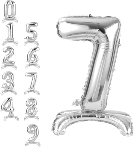 APXEL Zahlen Luftballon 7 Gold, 40 Zoll Stehende Folienballon Zahl Ballon 7, Helium Ballons Geburtstagsdeko Mädchen Junge Kindergeburtstag Party-Deko Geburtstag Silvester Deko Neujahr Deko