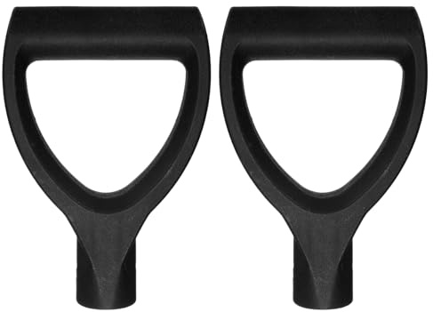M METERXITY 2-Pack Shovel D Grip Handle, 32mm/1.26 Inch Inside Diameter Plastic D Shaped Grip Shovel Handle Replacement for Digging Raking Tools [Black]