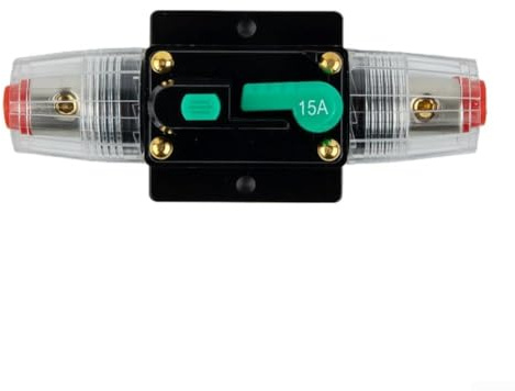 Disjoncteur 12 V 24 V CC - Réinitialisation du fusible - 10 A - 100 A - Étanche - Réinitialisation manuelle - Protection contre les surcharges - Pour câbles d'alimentation audio de voiture (15 A)