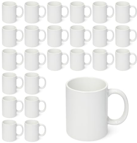 Generico Tazze Bianche Sublimazione 350 ml, 24 pezzi– Tazze Bianche in Ceramica Personalizzabili per Stampa, Ideali per Regali e Uso Professionale – Compatibili con Stampa a Caldo (Bulk)