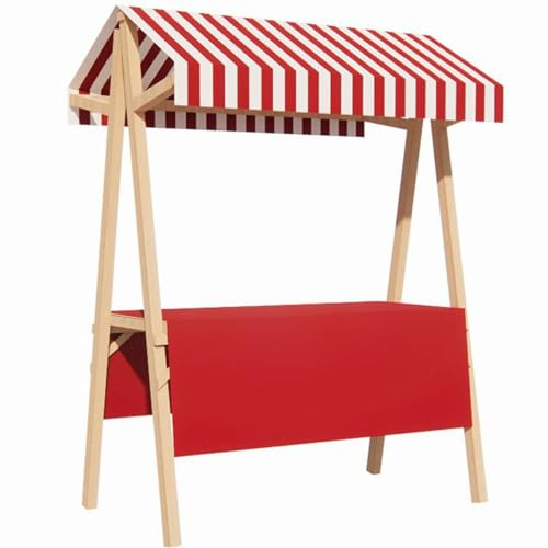 Carrito de Venta Ambulante Marco de Madera Sólida Grueso 150kg Carga Lona contra Lluvia Plegable para Mercados Callejeros Ferias de Artesanía al Aire Libr(Red,150cm)