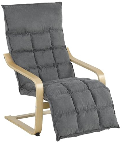HOMCOM Sillón de Salón con Reposapiés Balanceo Suave, Respaldo Alto Gris